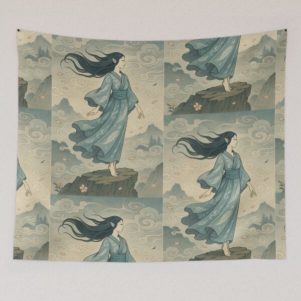Item preview, Aerasyl – Spirit of Whispering Skies (Ukiyo-e Style) designed and sold by KMChronicles.