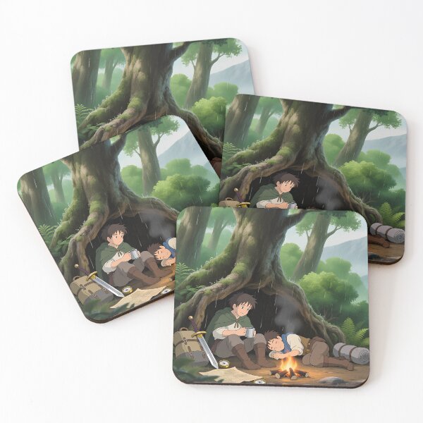 Item preview, Rainy Forest Camp – Fantasy Adventurers & Lion Cub Art designed and sold by The Paper Comet.