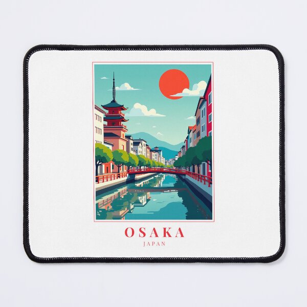 Item preview, Osaka Japan Illustration – Osaka Castle, Dotonbori Lights & Street Culture designed and sold by MapMyMiles.