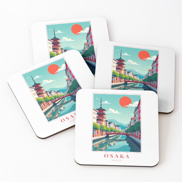 Item preview, Osaka Japan Illustration – Osaka Castle, Dotonbori Lights & Street Culture designed and sold by MapMyMiles.