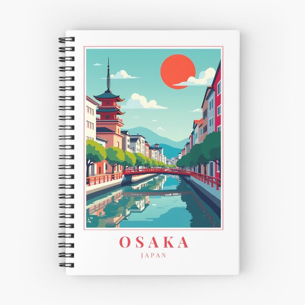 Item preview, Ilustración de Osaka, Japón: Castillo de Osaka, luces de Dotonbori y cultura callejera designed and sold by MapMyMiles.