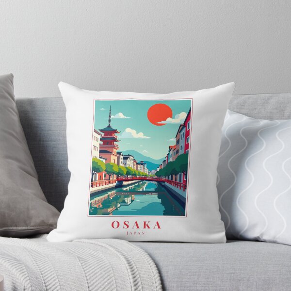 Item preview, Osaka Japan Illustration – Osaka Castle, Dotonbori Lights & Street Culture designed and sold by MapMyMiles.