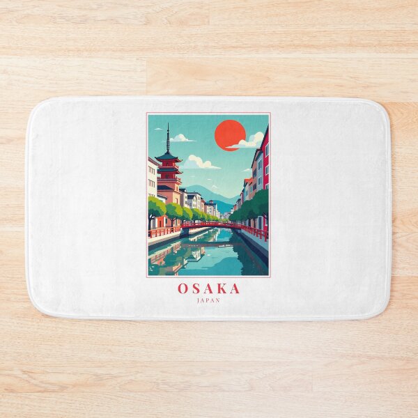 Item preview, Osaka Japan Illustration – Osaka Castle, Dotonbori Lights & Street Culture designed and sold by MapMyMiles.