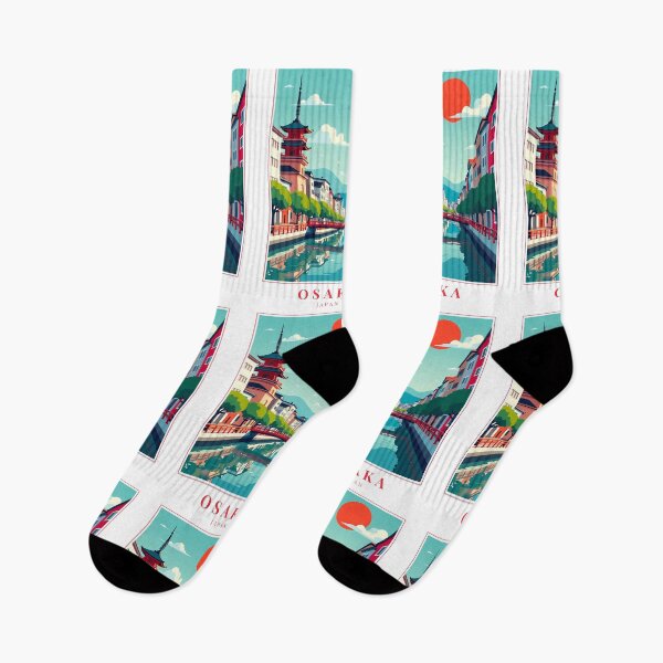 Item preview, Osaka Japan Illustration – Osaka Castle, Dotonbori Lights & Street Culture designed and sold by MapMyMiles.