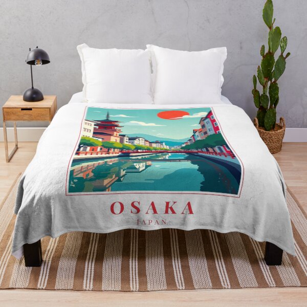 Item preview, Osaka Japan Illustration – Osaka Castle, Dotonbori Lights & Street Culture designed and sold by MapMyMiles.