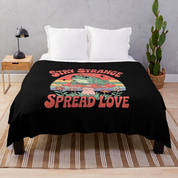 Item preview, Whimsical Frog on Mushroom Retro Stay Strange Spread Love Design designed and sold by love3617.