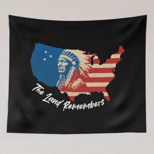 Item preview, United States Map with Native American Chief and Patriotic Design designed and sold by portokalis.
