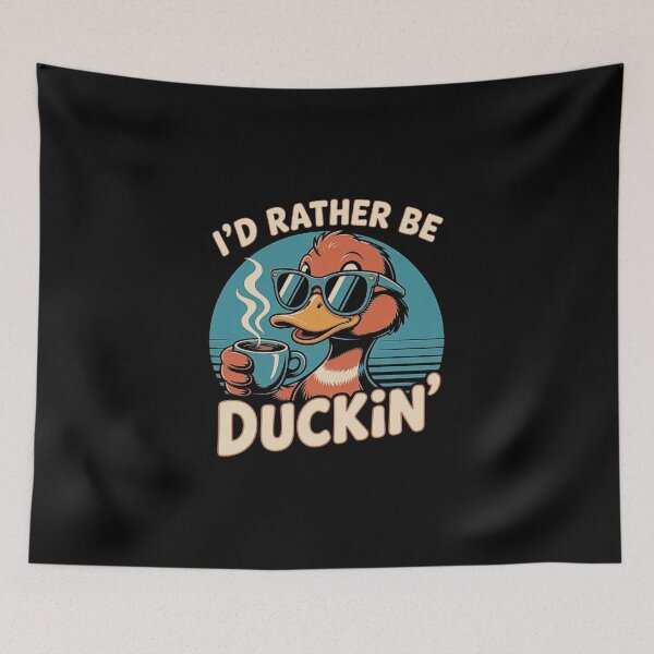 Item preview, Funny Cool Duck Drinking Coffee Retro Duckin Design designed and sold by love3617.