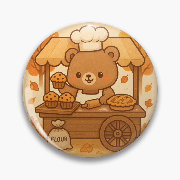 Item preview, Kawaii Autumn Bear Baking Cart – Cozy Fall Muffins & Pie designed and sold by Queen Kaffeine.