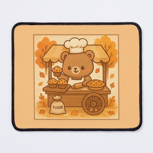 Item preview, Kawaii Autumn Bear Baking Cart – Cozy Fall Muffins & Pie designed and sold by Queen Kaffeine.