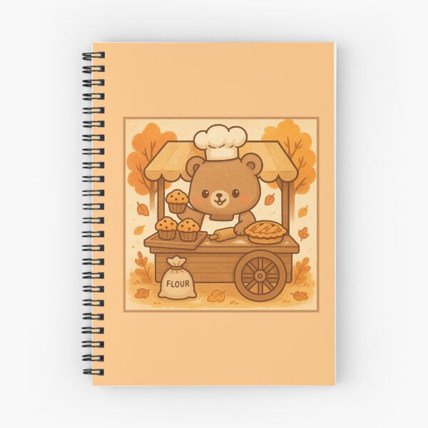 Item preview, Kawaii Autumn Bear Baking Cart – Cozy Fall Muffins & Pie designed and sold by Queen Kaffeine.