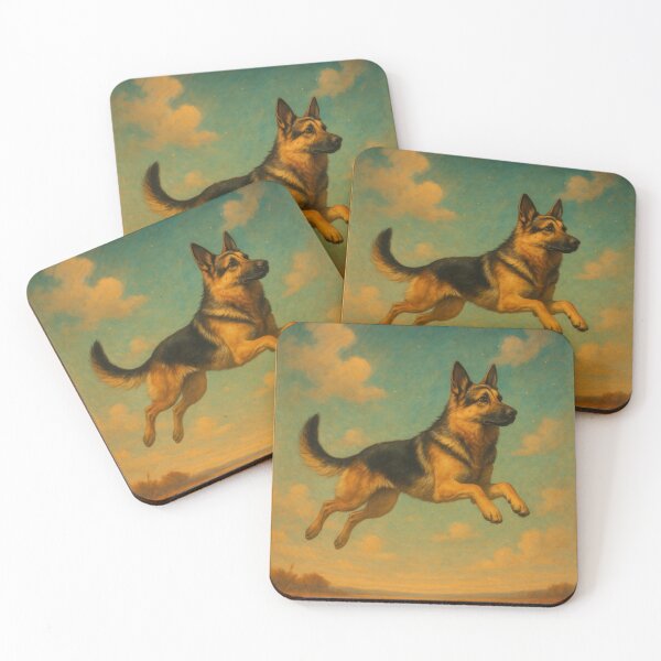 Item preview,  Surreal German Shepherd Flying Fantasy Poster designed and sold by Flying Doggo.