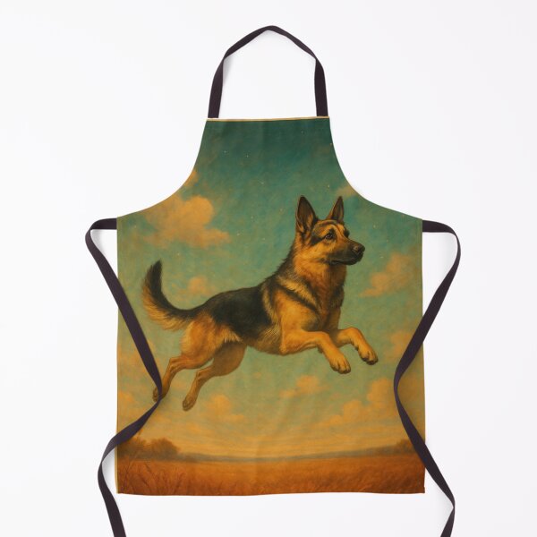 Item preview, Surreal German Shepherd Flying Fantasy Poster designed and sold by Flying Doggo.