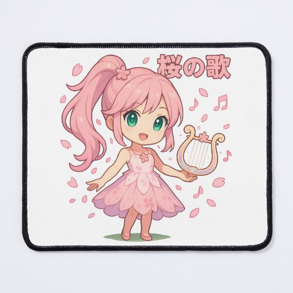 Item preview, Cute Chibi Sakura Girl with Magical Harp Anime designed and sold by BloomOfDesign.