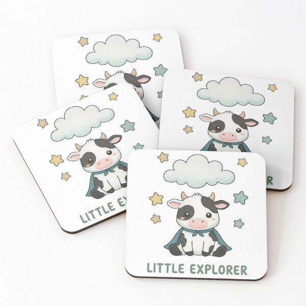 Item preview, Adorable Cartoon Cow 'Little Explorer' with Stars and Cloud designed and sold by RGShirtWorks.
