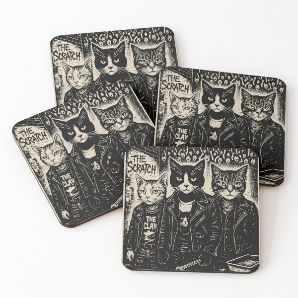 Item preview, The Scratch – Punk Rock Cats Illustration designed and sold by WinkWild.