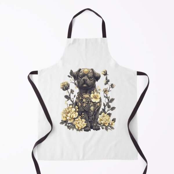 Item preview, fantasy dog, black pug with fantasy flowers designed and sold by LoneAngel.