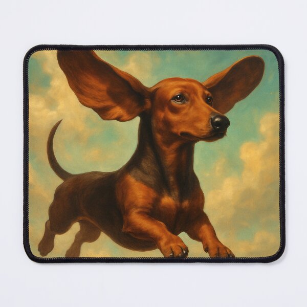 Item preview, Surreal Dachshund Flying Fantasy Dream Poster designed and sold by Flying Doggo.