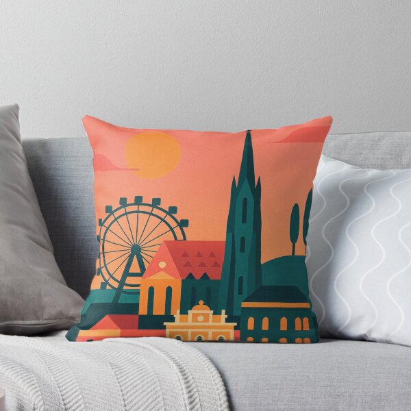 Item preview, Vienna Retro Poster – Ferris Wheel and Cathedral at Sunset designed and sold by Pink & California.