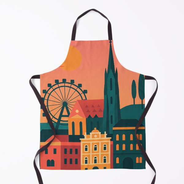 Item preview, Vienna Retro Poster – Ferris Wheel and Cathedral at Sunset designed and sold by Pink & California.