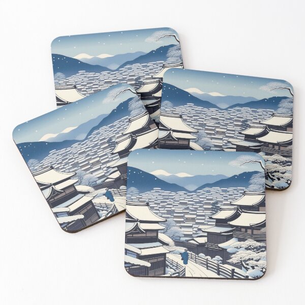 Item preview, Snowfall Over Edo – Japanese Ukiyo-e Winter Landscape Print designed and sold by Vandy Fullam.