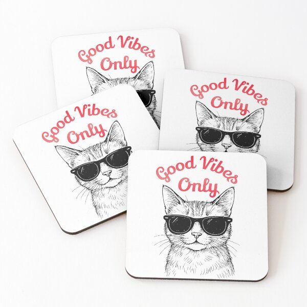 Item preview, Good Vibes Only – Cool Cat Illustration designed and sold by nkhookysun.