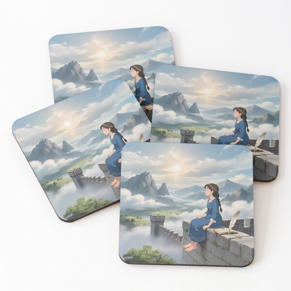 Item preview, Castle Dreamer – Fantasy Girl & Mountains in the Clouds Art designed and sold by The Paper Comet.