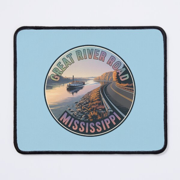 Item preview, Retro Sunset Badge Great River Road Mississippi Sticker designed and sold by Horizon Tales.