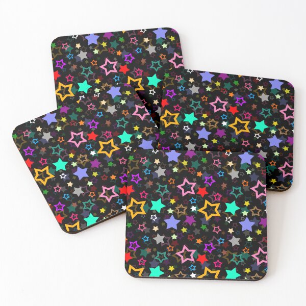 Item preview, Multicolored Stars Pattern Design - Black  designed and sold by PatternTitan.