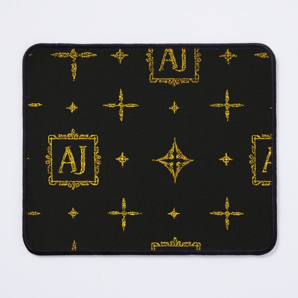 Item preview, **Golden AJ Pattern on Black Leather** designed and sold by Jadinked.