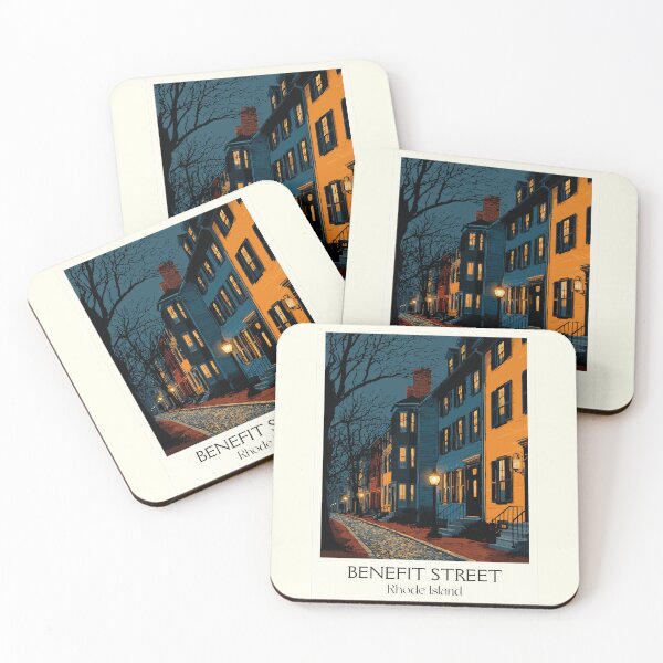 Item preview, Benefit Street Providence Rhode Island Vintage Travel Art | Historic Colonial Houses Illustration designed and sold by TuncGK.