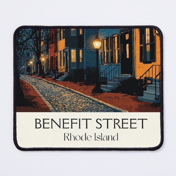 Item preview, Benefit Street Providence Rhode Island Vintage Travel Art | Historic Colonial Houses Illustration designed and sold by TuncGK.