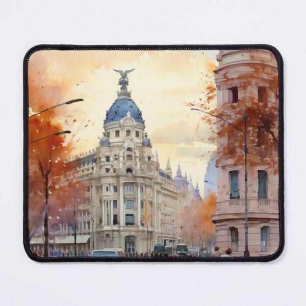 Item preview, Vibrant Spanish City Street Watercolor - Autumn European Scene - AI Generated Art designed and sold by Anuchartl.