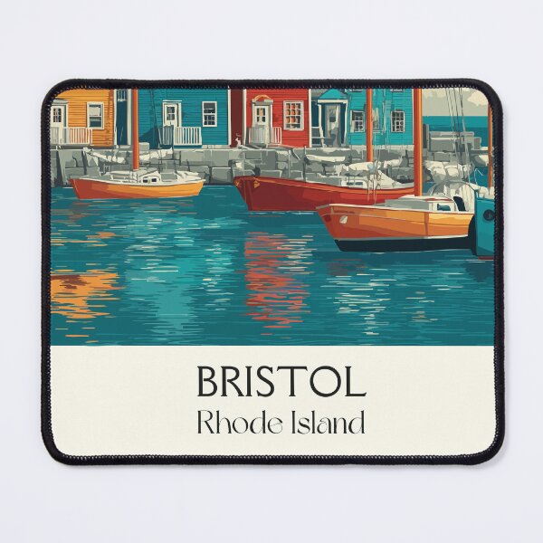 Item preview, Bristol Rhode Island Vintage Travel Design | Quaint Harbor and Sailboats Art designed and sold by TuncGK.