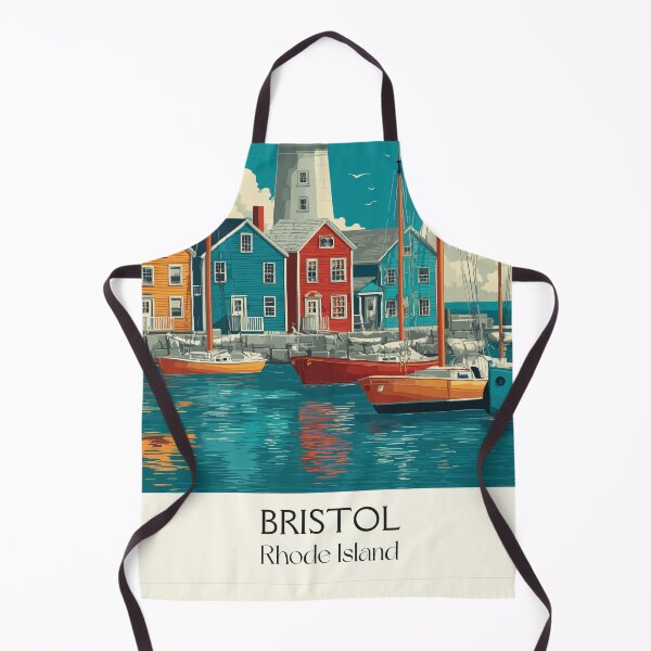 Item preview, Bristol Rhode Island Vintage Travel Design | Quaint Harbor and Sailboats Art designed and sold by TuncGK.
