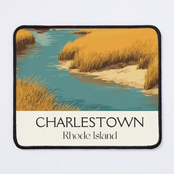 Item preview, Charlestown Rhode Island Vintage Travel Art | Coastal Salt Pond Scenery Design designed and sold by TuncGK.