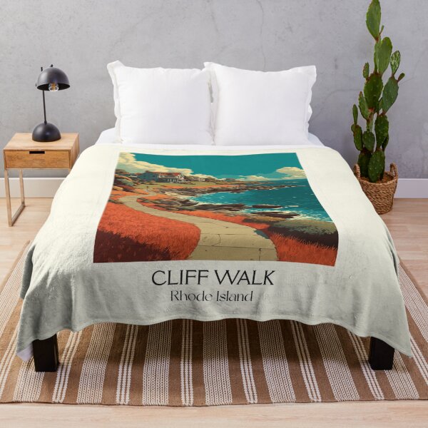 Item preview, Cliff Walk Newport Rhode Island Vintage Travel Art | Coastal Path and Mansions Illustration designed and sold by TuncGK.