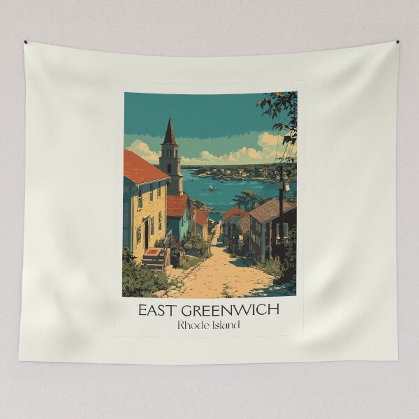 Item preview, East Greenwich Rhode Island Retro Travel Design | Historic Main Street Art designed and sold by TuncGK.