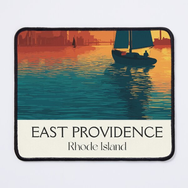 Item preview, East Providence Rhode Island Vintage Travel Art | Seekonk River Sailing Design designed and sold by TuncGK.