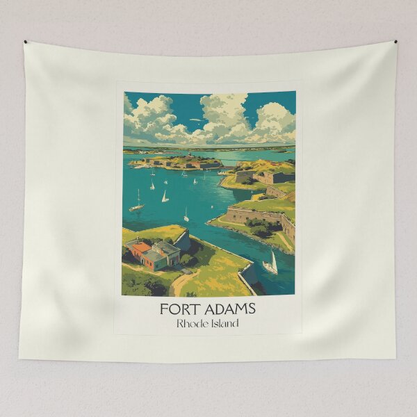 Item preview, Fort Adams Newport Rhode Island Retro Travel Art | Historic Fort and Harbor View designed and sold by TuncGK.
