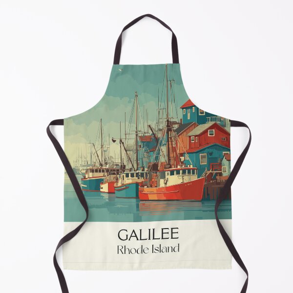 Item preview, Galilee Rhode Island Vintage Travel Design | Fishing Boat Harbor Art designed and sold by TuncGK.