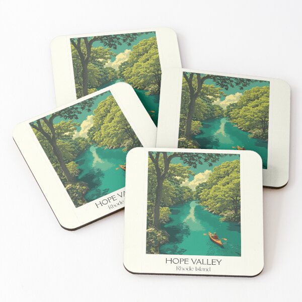 Item preview, Hope Valley Rhode Island Retro Travel Art | Wood River Kayaking Illustration designed and sold by TuncGK.