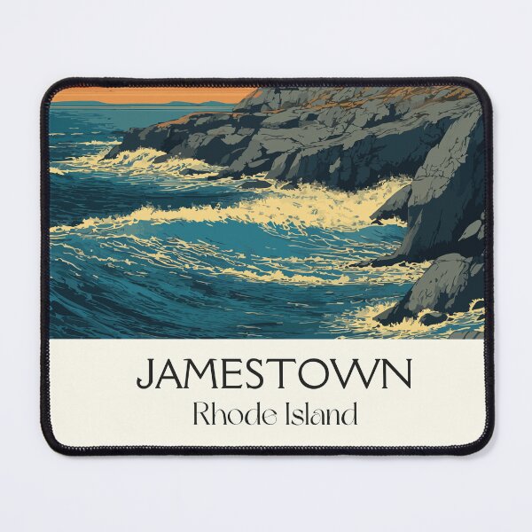 Item preview, Jamestown Rhode Island Vintage Travel Design | Beavertail Lighthouse Art designed and sold by TuncGK.