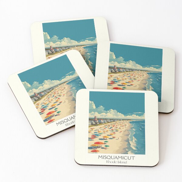 Item preview, Misquamicut Beach Rhode Island Vintage Travel Art | Summer Beach Scene Design designed and sold by TuncGK.