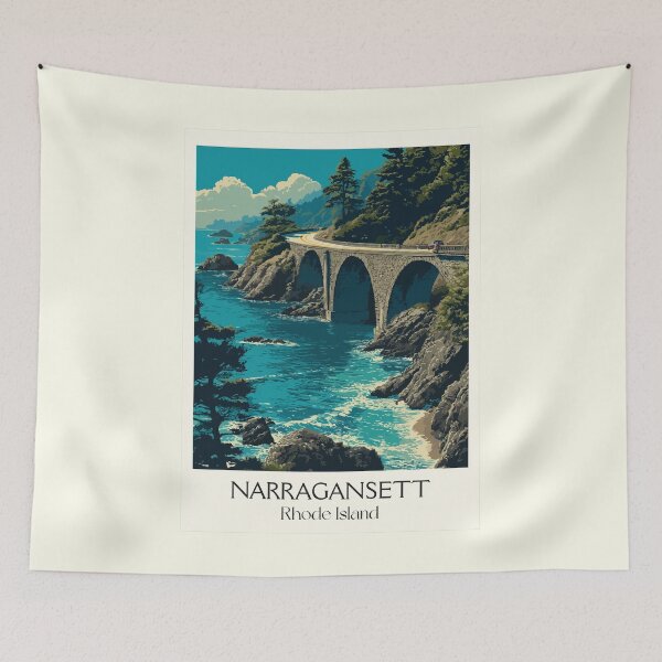Item preview, Narragansett Rhode Island Retro Travel Design | Coastal Towers Architecture Art designed and sold by TuncGK.