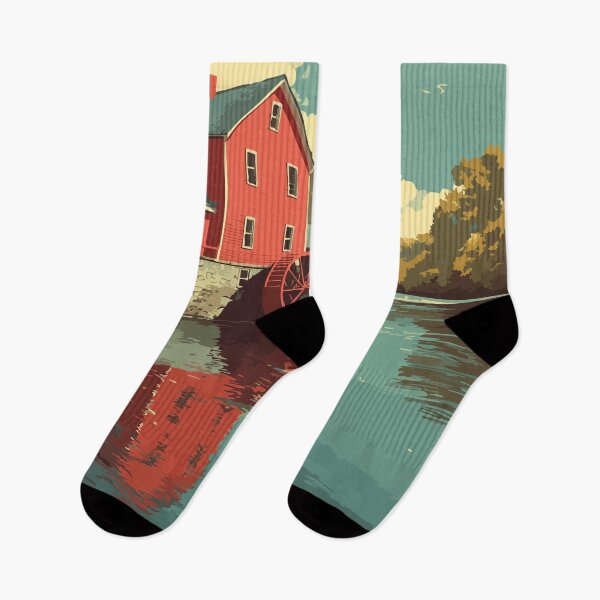 Item preview, Pawtucket Rhode Island Retro Travel Art | Slater Mill Historic Site Illustration designed and sold by TuncGK.