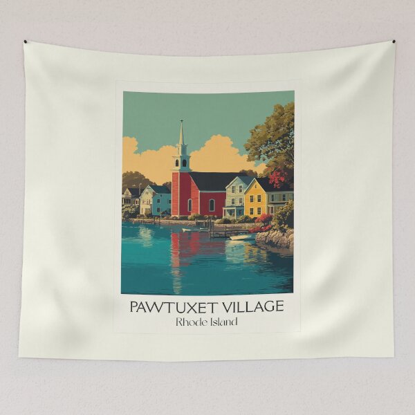 Item preview, Pawtuxet Village Rhode Island Vintage Travel Design | Historic Waterfront Town Art designed and sold by TuncGK.