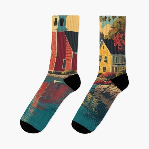 Item preview, Pawtuxet Village Rhode Island Vintage Travel Design | Historic Waterfront Town Art designed and sold by TuncGK.