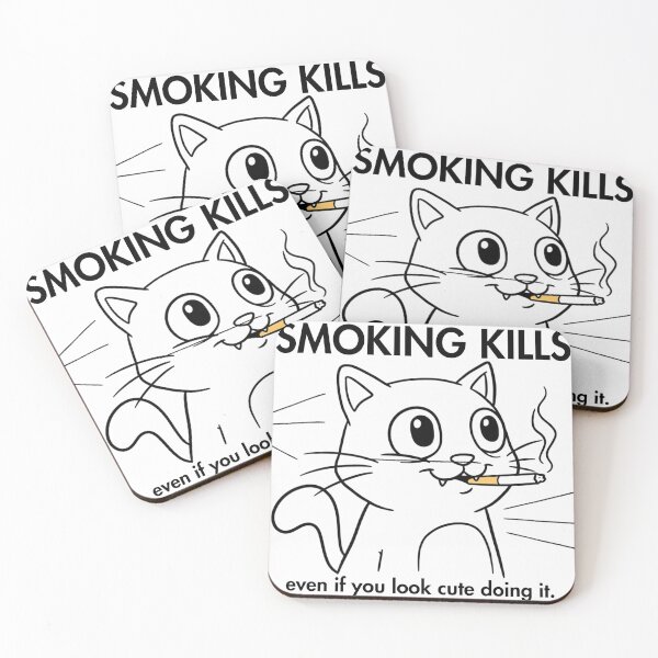 Item preview, Smoking Kills Cat Design : Anti Smoking Quote T-Shirt designed and sold by AlienTechs.