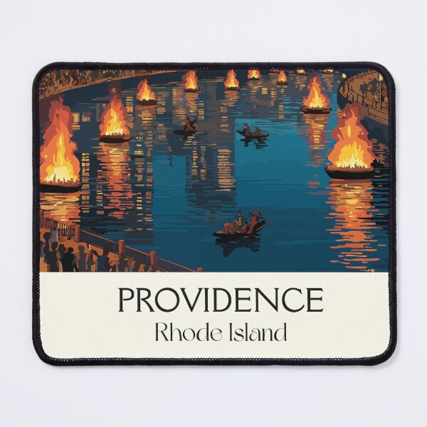 Item preview, Providence Rhode Island Vintage Travel Art | WaterFire Festival Night Design designed and sold by TuncGK.